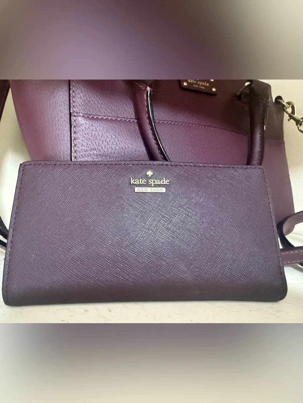 kate spade Plum Leather Wallet - Picture 1 of 10